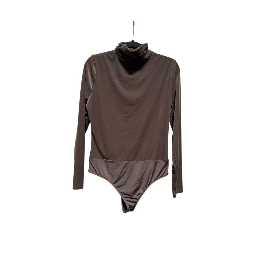 New Express Velvet Bodysuit Women's Large Champagne Taupe Neutral Soft Glam